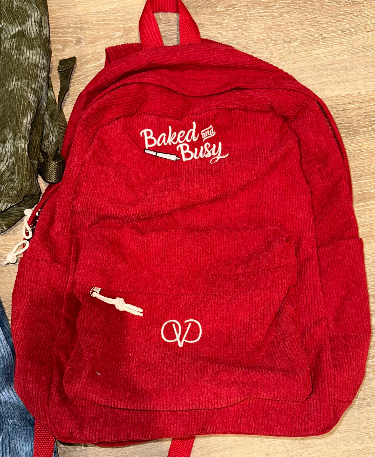 Baked&Busy Embroidered Corduroy Book Bags