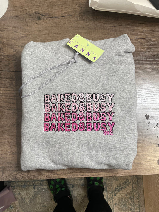 Pink Runtz Baked&Busy Ombré Embroidered Hoodie