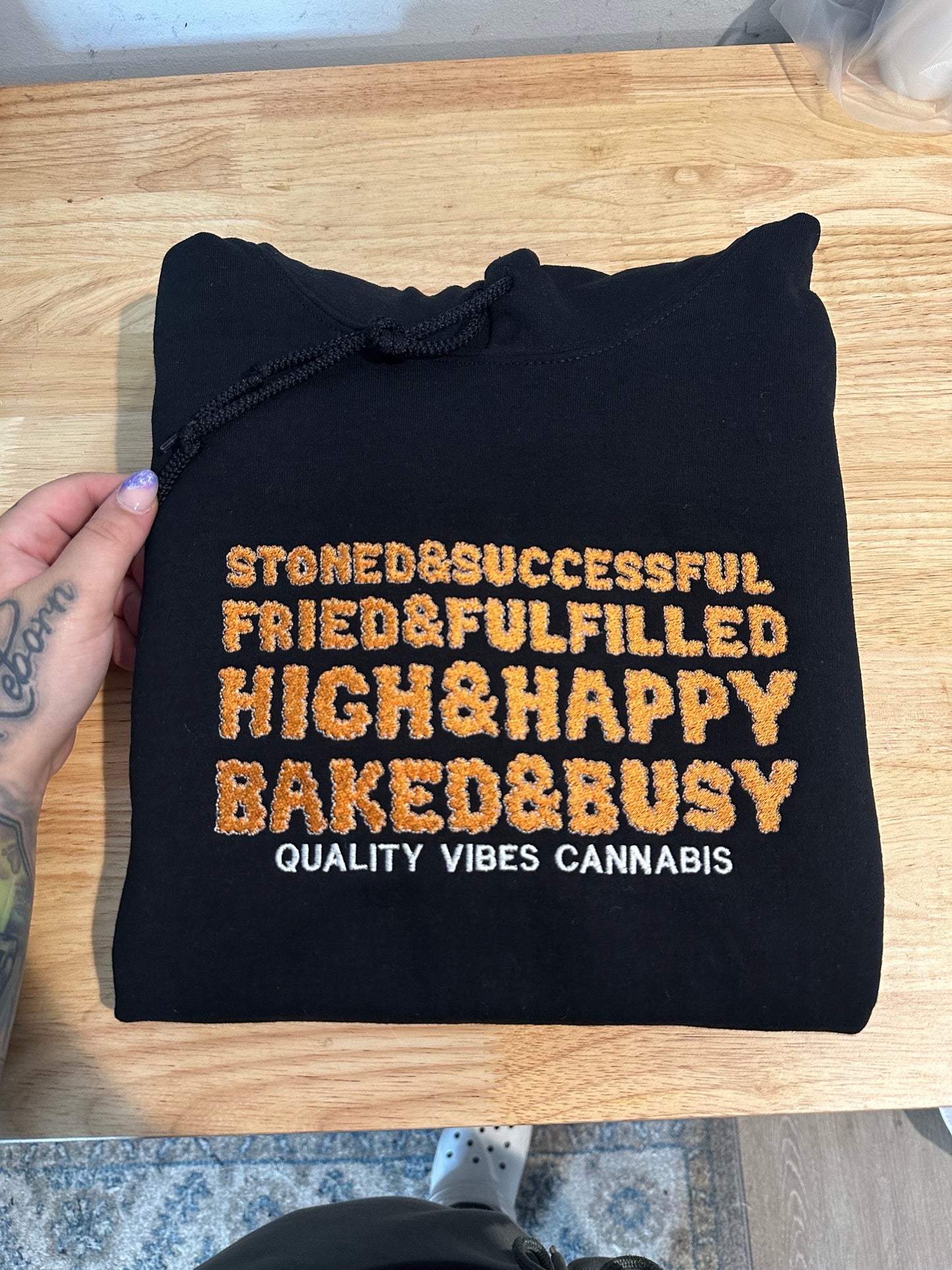 Pumpkin Head Baked&Busy Embroidered Sticker Hoodie