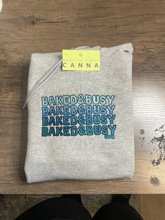 Bluez & Tealz Baked&Busy Ombré Embroidered Hoodie