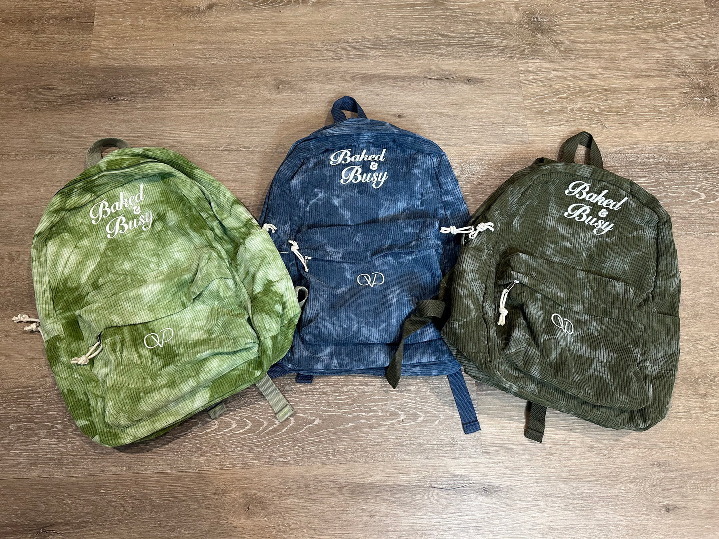 NEW Baked&Busy Embroidered Corduroy Backpacks