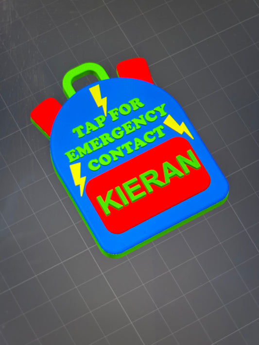 Personalized Emergency BookBag Tap Keychain